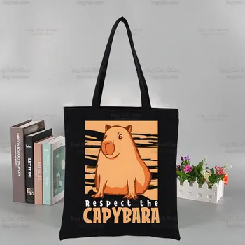 Парусиновые женские сумки для колледжа из Капибары Ulzzang Capybaras Is My Spirit Animals, Сумка-тоут, Черные Большие Повседневные Модные Сумки на плечо
