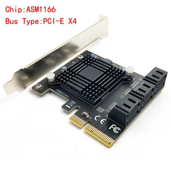 Новый 6 Портов SATA 3,0 6 Гбит/с PCI-Express Адаптер карты расширения Riser с Одним портом до 500 Мб Микросхема ASMedia ASM1166 для IPFS Mining