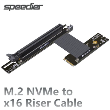 ADT Новый M.2 M2 NVMe SSD для PCIE 4.0 x16 16x Кабель Riser с Поворотом на 90 Градусов Видеокарта GPU Riser Extender M Key Gen4 Адаптер-Перемычка