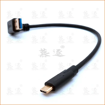 25-Сантиметровый позолоченный штекер USB3.1 Type-C к USB 3.0 Type A с кабелем-адаптером под углом 90 градусов влево и вправо от мужчины к мужчине 0,25 м/25 см