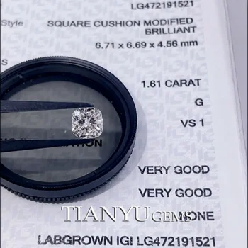 Бриллиант Круглой огранки Tianyu Gems 1,61 карата G VS1, выращенный в лаборатории, CVD 6.71*6.69*4.56 сертифицированный IGI мм, Белые россыпные камни с блестками, созданные в лаборатории