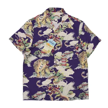 Рубашка BOB DONG Aloha с принтом Горы Фудзи и животных, Гавайская одежда для отдыха с коротким рукавом
