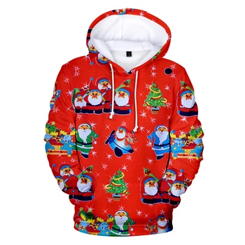 3D Санта Клаус Для мальчиков и Девочек, теплый Пуловер, Рождественская Елка, Красная Спортивная одежда, С Рождеством Христовым, Толстовка с капюшоном для мальчиков и Девочек, толстовка
