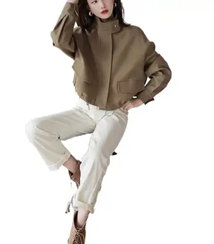2023 Женская одежда, пальто ранней осени, Универсальное тонкое коричневое пальто 0804