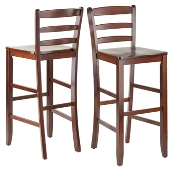 Барные стулья Winsome Wood Benjamin с лестничной спинкой, Комплект из 2-х, Отделка из орехового дерева