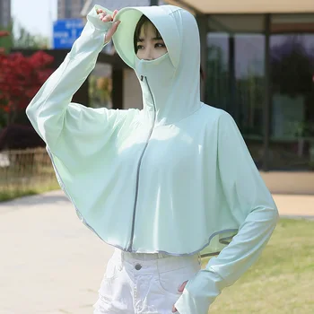 Женская солнцезащитная куртка С Длинными рукавами, Кружевная Тонкая Солнцезащитная одежда с капюшоном, Корейская версия, Новинка 2022 года