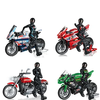 Городской MotoGP Технический Мотоцикл Kawasaki Ninja 400 M1000RR 42130 Panigale V4 R Модель Строительный Блок Игрушка для Бойфренда Подарок На День Рождения