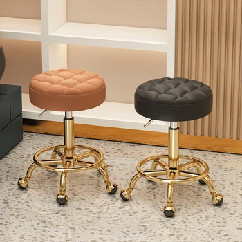 Удобные парикмахерские кресла, Мебель для салона красоты, Офисный стул, Минималистичные колеса, Поворотные Подъемные Круглые Стулья