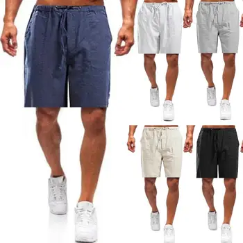 Пляжные шорты с эластичной резинкой на талии и завязками; Косые карманы; Быстросохнущие Однотонные мужские Летние Повседневные шорты в минималистичном стиле; Outd