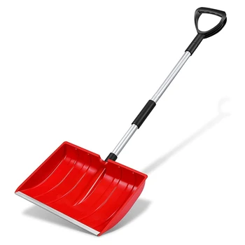 Легкая лопата для снегохода с алюминиевой ручкой для уборки широкого спектра снега, Портативная лопата для уборки снега на подъездной дорожке, красный