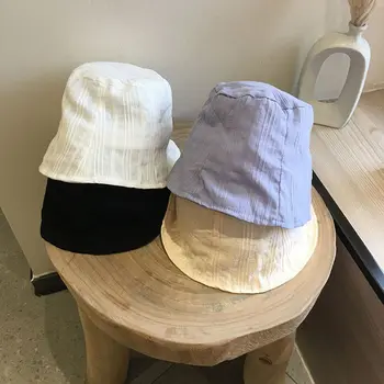 Ретро Тонкая корейская летняя рыболовная кепка, женские уличные панамские кепки, однотонная рыбацкая шляпа, солнцезащитная шляпа, полосатая панама