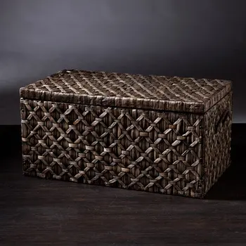 Роскошный плетеный чемодан с водяным гиацинтом ручной работы - идеально подходит для домашнего хранения и организации, декора гостиной и спальни