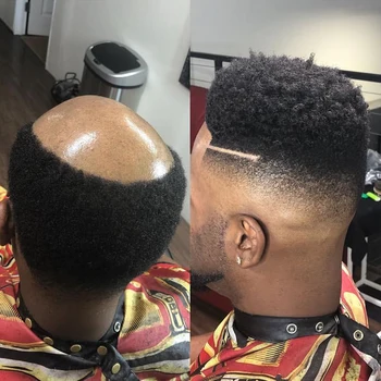 Парик для волос 6 ММ Afro Curl Mens Hair для Афроамериканцев, Черные Мужские Супер Прочные Кожные Основы, Парик из 100% Человеческих Волос, Вьющиеся Парики