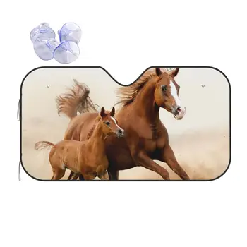 Семейство лошадей Складной Солнцезащитный козырек на лобовое стекло 70x130 см Для Любителей скачущих животных, Солнцезащитный козырек из алюминиевой фольги для автомобиля-стайлинга