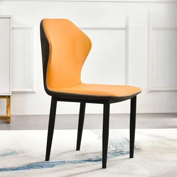 Одноместный Современный обеденный стул, Кожаный Удобный Обеденный стул с высокой спинкой, Металлическая Кухня, Отель Sedie Cucina Home Furniture A2