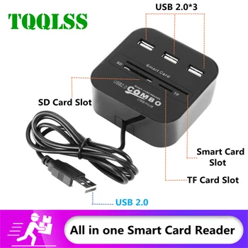 Считыватель смарт-карт для Банковских карт IC/ID EMV SD TF 3USB Концентратор Все в 1 USB SIM Smart ID TF Card Reader