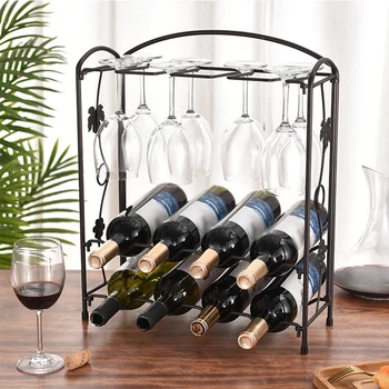 Стеллаж для хранения вина, Подставка для бутылок, Подставки для стаканов, U-образный верх, Черный, Новый
