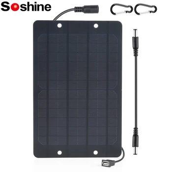 Soshine USB 5V 6W Солнечная Панель Наружное Домашнее Освещение Для Наблюдения Высокоэффективное Монокристаллическое Мини-Солнечное Зарядное Устройство Постоянного Тока