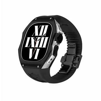Комплект модификации Apple Watch из углеродного волокна Ultra49mm с фторопластовой резинкой, модный комплект чехлов из углеродного волокна для iWatch ultra 49MM Case
