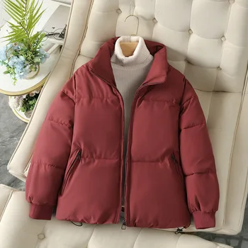 Женское повседневное пальто на толстом пуху с хлопковой подкладкой, женское зимнее однотонное пальто 2023