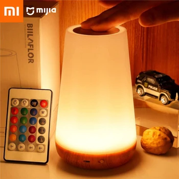 Прикроватная лампа Xiaomi, Ночник, Меняющий 13 цветов, Пульт Дистанционного Управления, USB-Перезаряжаемая RGB-лампа с регулируемой яркостью, Портативная настольная прикроватная лампа