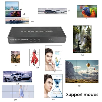 Контроллер Видеостены 4K 3x3 1 HDMI-совместимый вход, 9 выходных данных, Устройство для сращивания экрана HD-телевизора, Процессор для сшивки изображений на дисплее