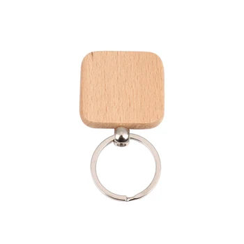 60 шт. пустой квадратный деревянный брелок для ключей, подарок с биркой для ключей