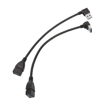 2 шт. удлинительный кабель USB 3.0 с углом наклона 90 градусов от мужчины к женщине, кабель-адаптер для передачи данных -вправо и вниз