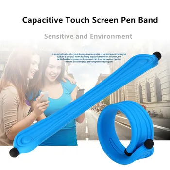 10 шт./лот, Универсальная сенсорная ручка с емкостным экраном для планшетов, сенсорные ручки Samsung Silicon Band, ремешок для мобильного телефона, стилус