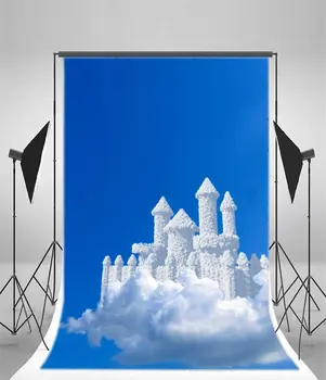 Фон для фотосъемки Сказочный замок Dreamland, белое облако, Голубое небо, Фантастическая Девушка