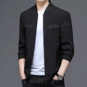 Новый Дизайнерский бренд Класса Люкс, Повседневная Модная приталенная Корейская осенняя куртка-бомбер, мужская однотонная ветровка, Бейсбольные пальто, мужская одежда