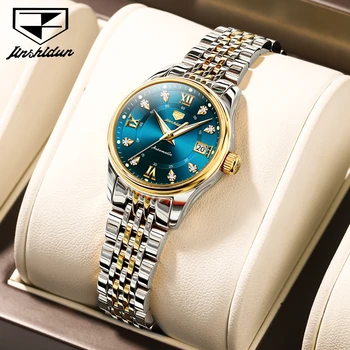 JSDUN Автоматические механические наручные часы для женщин, Простые Модные Элегантные женские водонепроницаемые часы, Роскошные брендовые женские часы