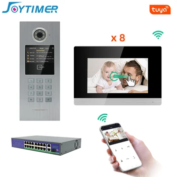 Joytimer IP Видеодомофон Tuya smart WIFI, Видеодомофон с сенсорным экраном, Пароль/разблокировка IC-карты для больших зданий