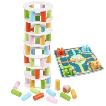 Игра в Башню из блоков Детская игрушка Дерево 2 В 1 Штабелирующие Блоки Летающие Шахматы Без Заусенцев Гладкие поверхности Легкие Блоки Игра Для