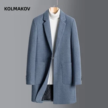 2023 новое поступление, зимняя куртка, мужское модное шерстяное пальто, Мужской Повседневный шерстяной тренч, мужская модельная куртка, полный Размер M-4XL DY107
