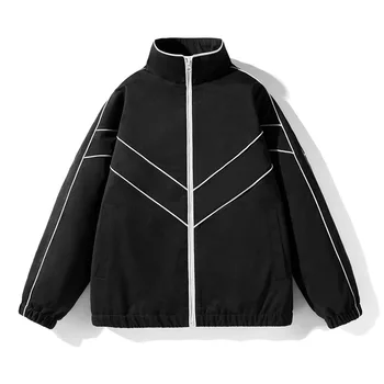 мужская куртка со стоячим воротником 2023, весенне-осенняя свободная американская спортивная бейсбольная форма, модное повседневное пальто