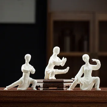 Новые китайские дзенские украшения из белого фарфора с персонажами Тайцзи, креативные украшения для домашнего рабочего стола, персонализированные керамические украшения