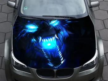 наклейка на капот автомобиля виниловая наклейка wolf fury графическая наклейка на грузовик Графическая наклейка на капот грузовика f150 dragon blue flame